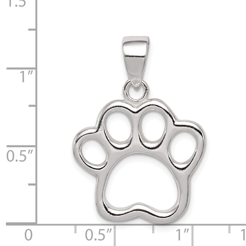 Sterling Silver Paw Print Pendant - 20mm Black Bow for Pet Lovers