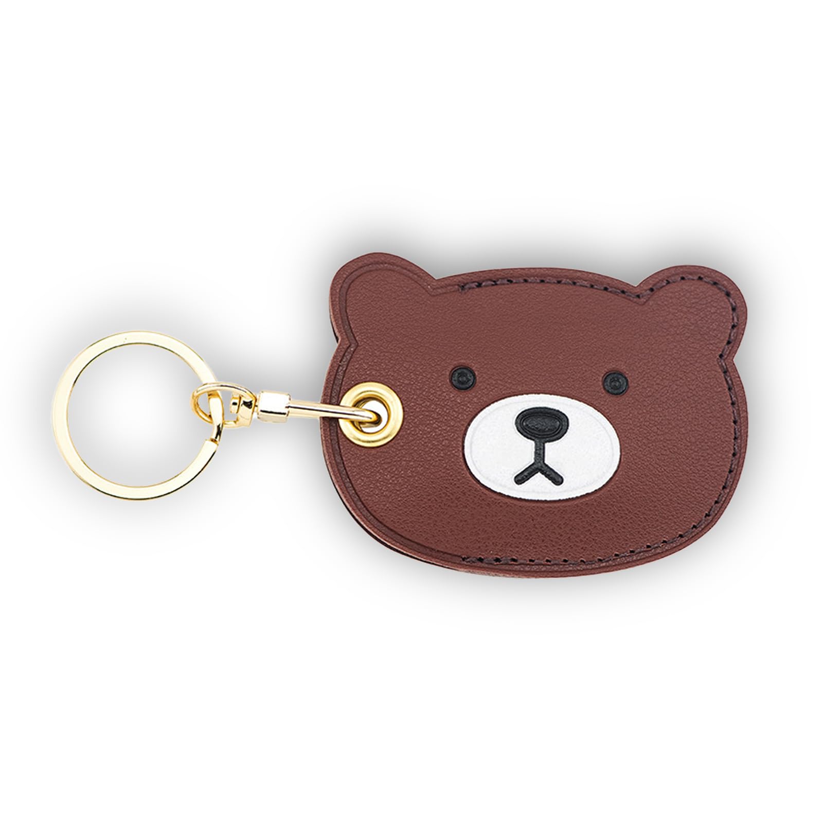 Leather Keychain Holder for Apple AirTag - GPS Tracker Keychain with Anti-Scratch Protective Cover for Keys & Wallet (Bear Design) | Perfect for Key Organization, Luggage Tracking & Pet Safety