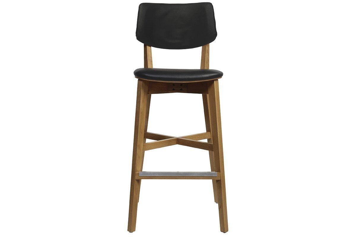 EZ Hospitality Phoenix Timber Stool with Black Vinyl Seat & Back - 30