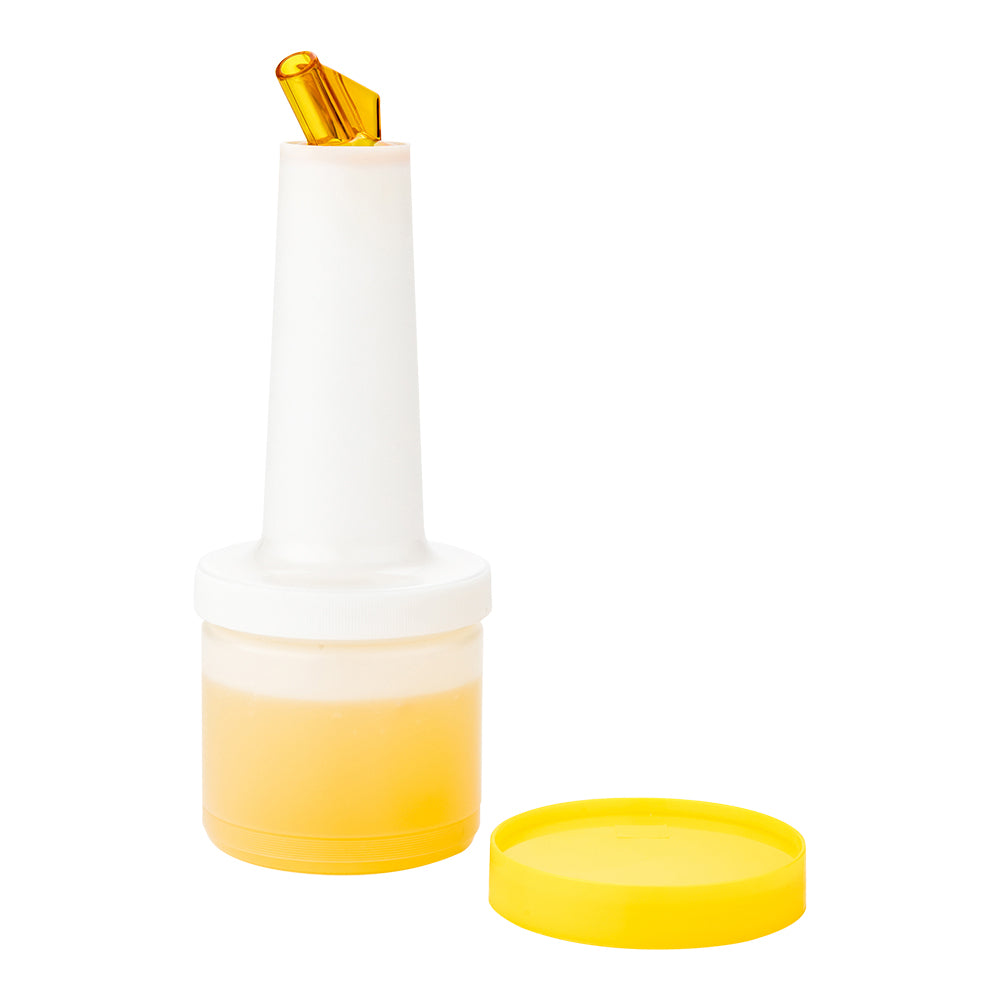Bar Lux 0.5 Quart Plastic Quick Pour Storage Bottle with Yellow Spout & Lid - 3.5