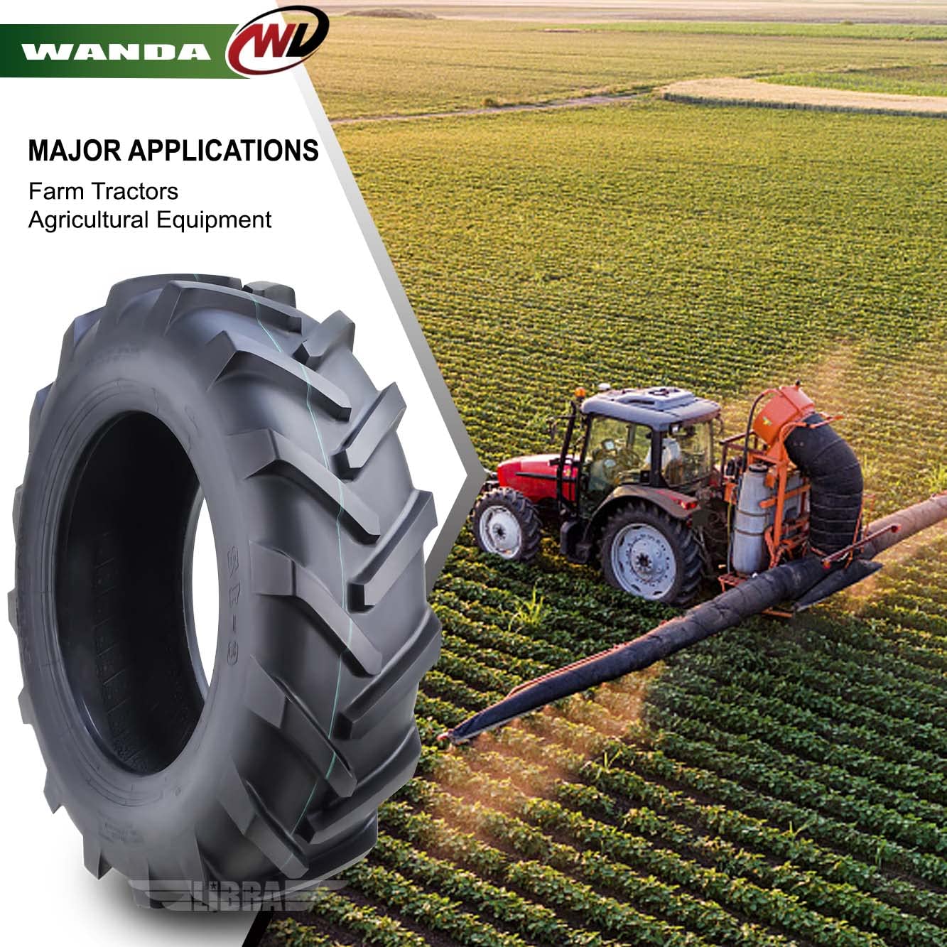 WANDA 6.00-12 Agricultural Tractor Tire R-1 Tread Pattern 6 Ply (16014) - Heavy Duty Farm Equipment Replacement for Tractors, Harvesters & Agricultural Machinery