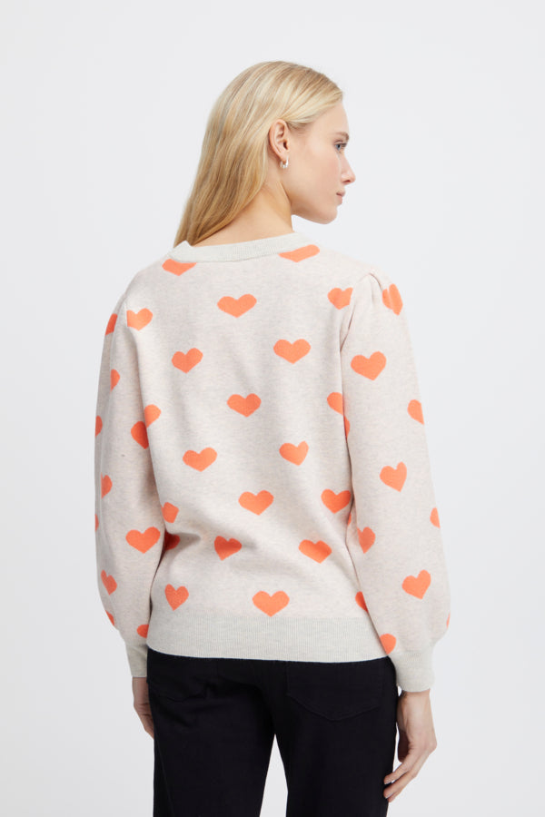 Brielle Jumper (Coral Heart) - Women's Knit Sweater for Fall & Winter | Cozy Casual Wear for Office, Dates & Holiday Outfits
