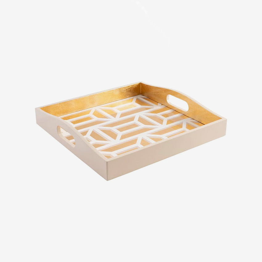 Caspari Garden Gate Lacquer Tray - Elegant Decorative Serving Tray for Home Decor, Tea Party, and Gift Giving