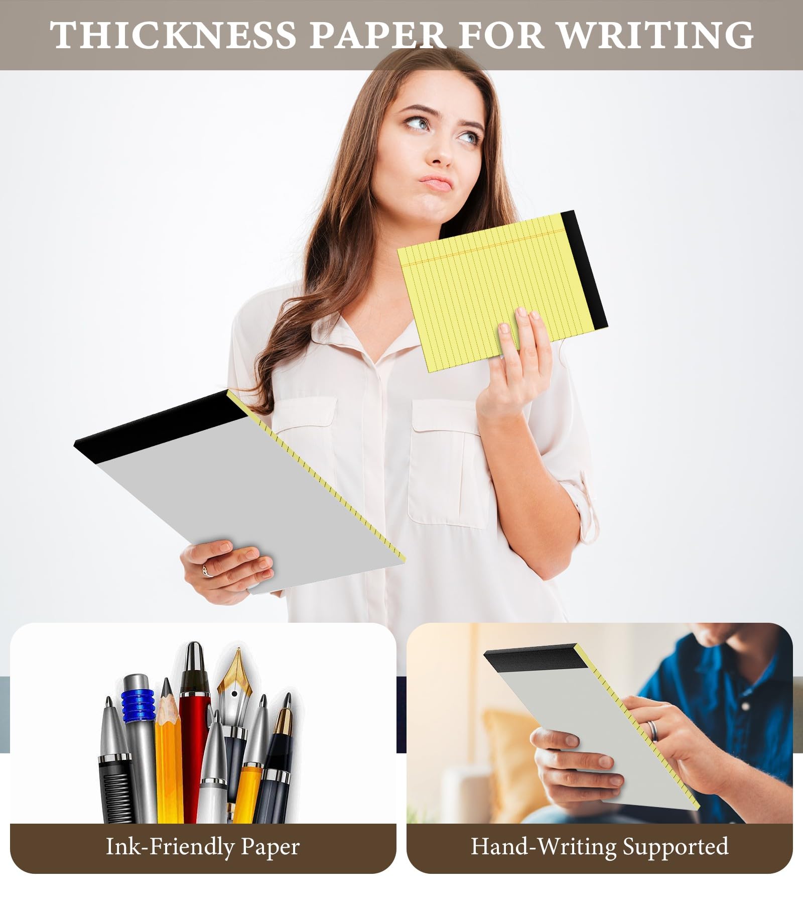 5x8 Small Legal Pads, 6-Pack College Ruled Writing Notepads - 30 Sheets per Pad, Micro Perforated Lined Paper for Office, School & Home Use | Yellow Legal Note Pads for Work, Journaling & Note-Taking