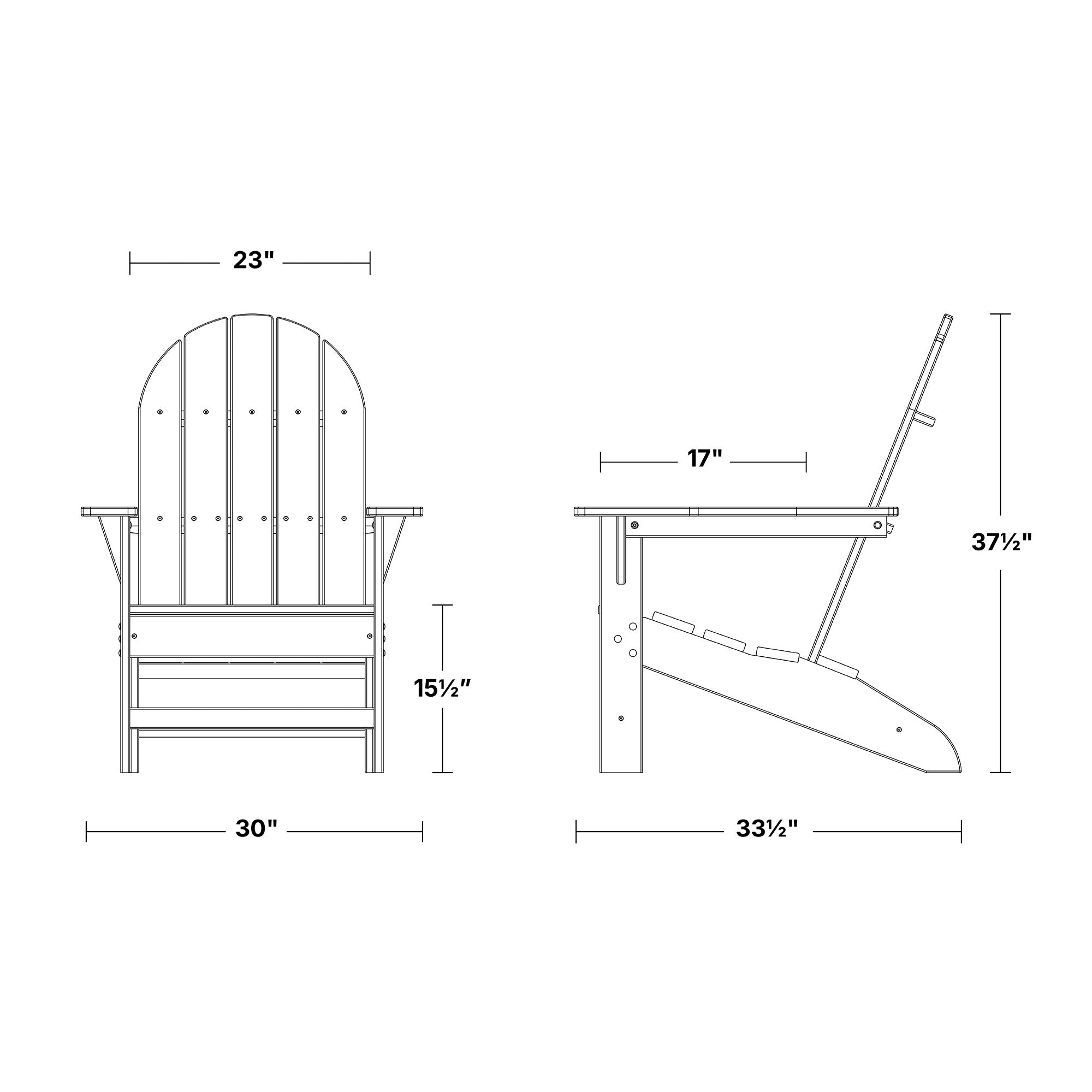 Freedom Modern Adirondack Chair & Side Table Set - Durable Outdoor Patio Furniture for Garden, Poolside, Deck, and Backyard Relaxation
