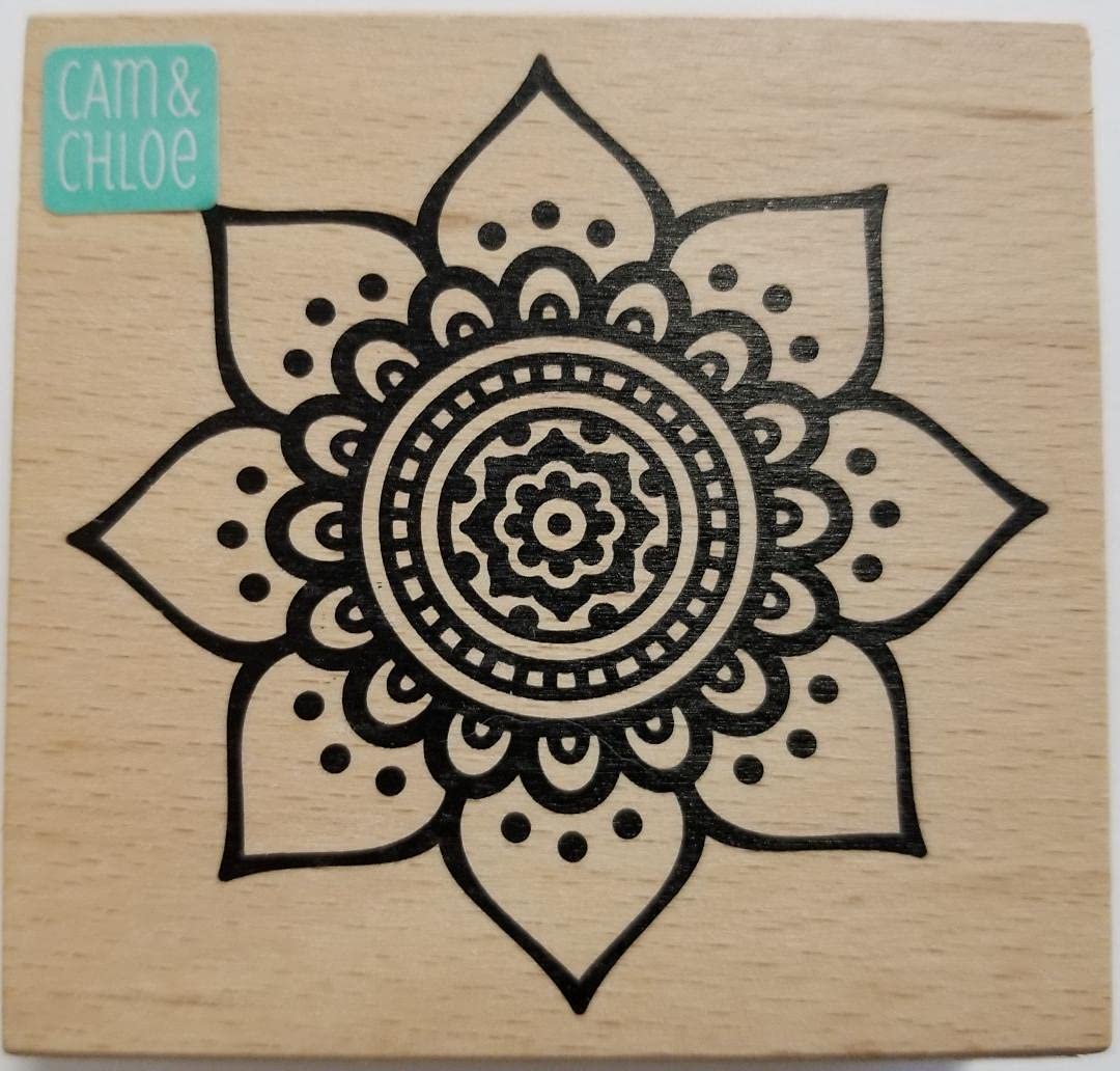 Tribal Flower Red Rubber Wood Mounted Stamp - Boho Chic Design for Scrapbooking, Card Making & DIY Crafts | Hampton Art Jillibean Soup Collection