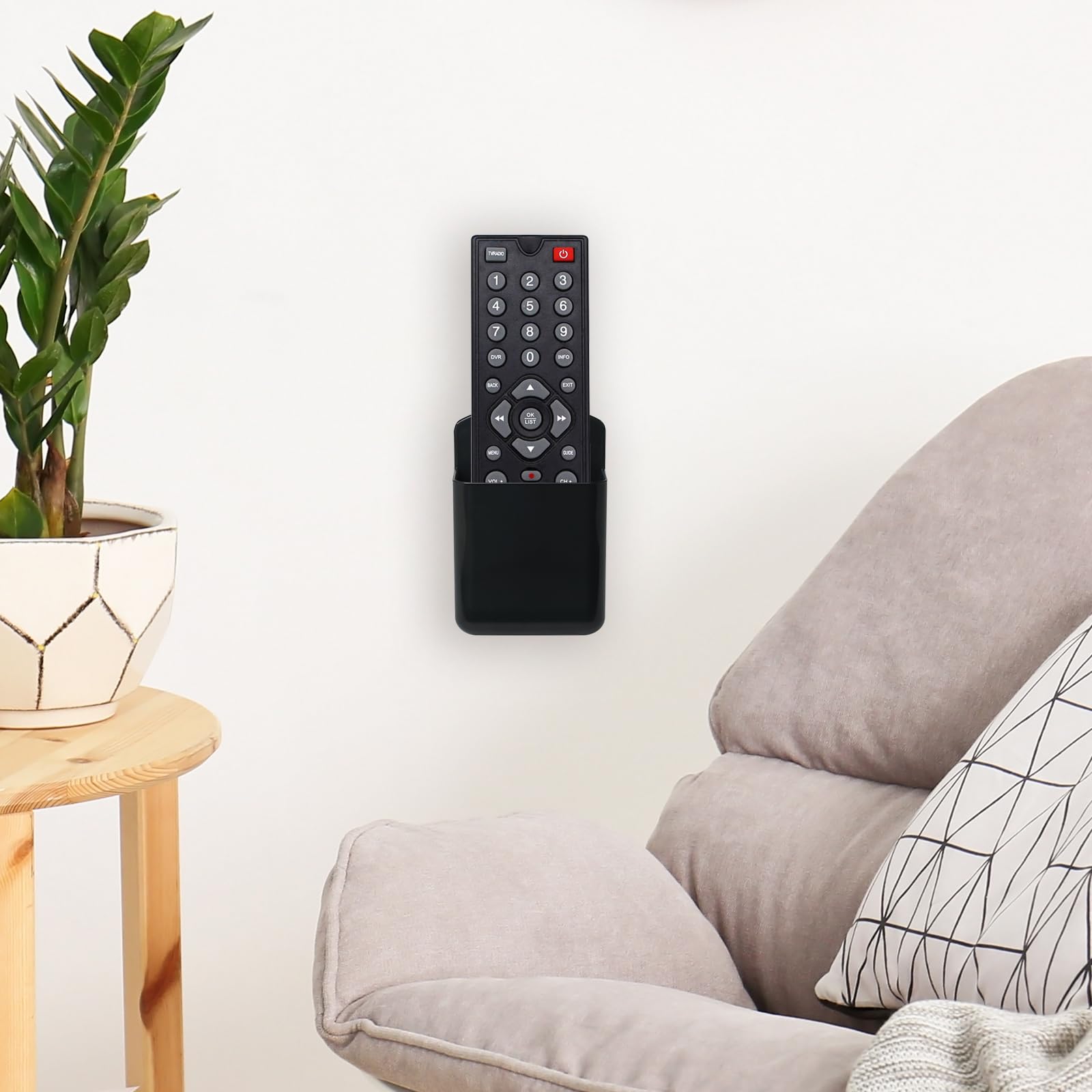 6-Pack Self Adhesive Wall Mount Remote Control Holder - Universal TV Remote Organizer with Pen & Marker Storage for Home, Office, School - Space Saving Black Home Organization Solution (Perfect for Living Room, Bedroom, Kitchen & Workspace)