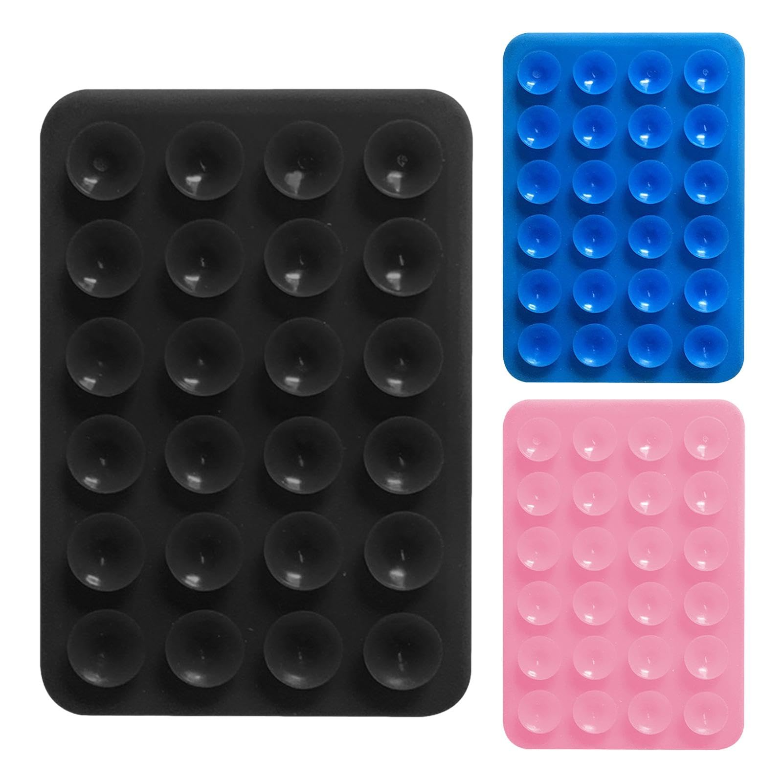 1/2 Pieces Silicone Adhesive Phone Holder - Double Sided Suction Cup Phone Case 3x2 Inch - Hands Free Phone Mount for Dressing Table Mirror, Bathroom, Kitchen & Car Dashboard - Universal Phone Stand for iPhone, Samsung & Smartphones