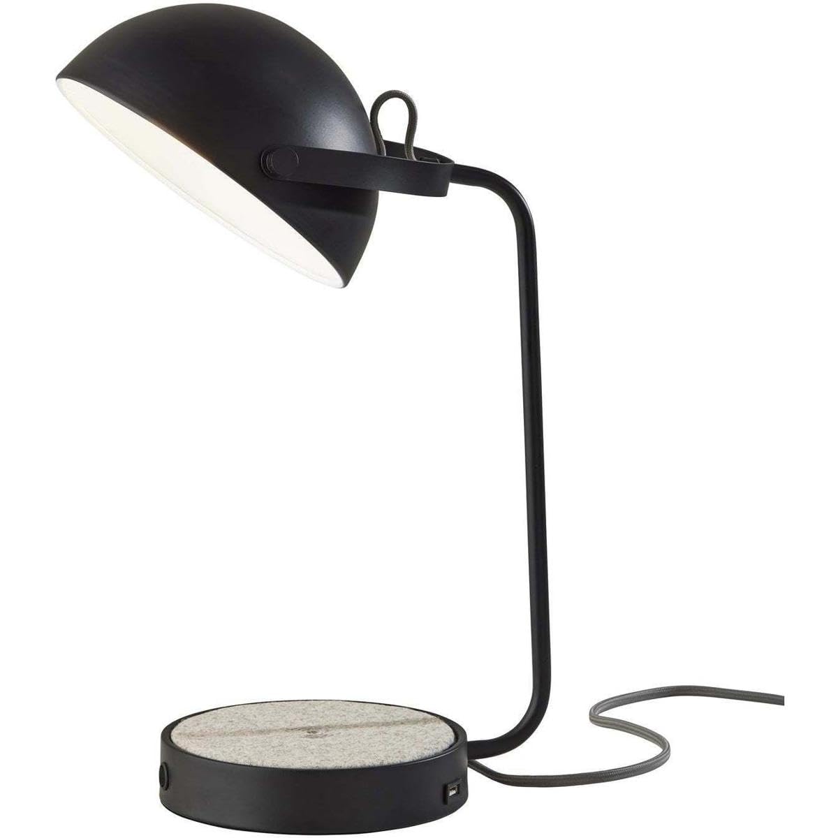 ADESSO Brooks AdessoCharge Wireless Charging Desk Lamp with USB Port - Modern LED Task Light for Home Office, Bedroom Nightstand & Study Desk (Black)