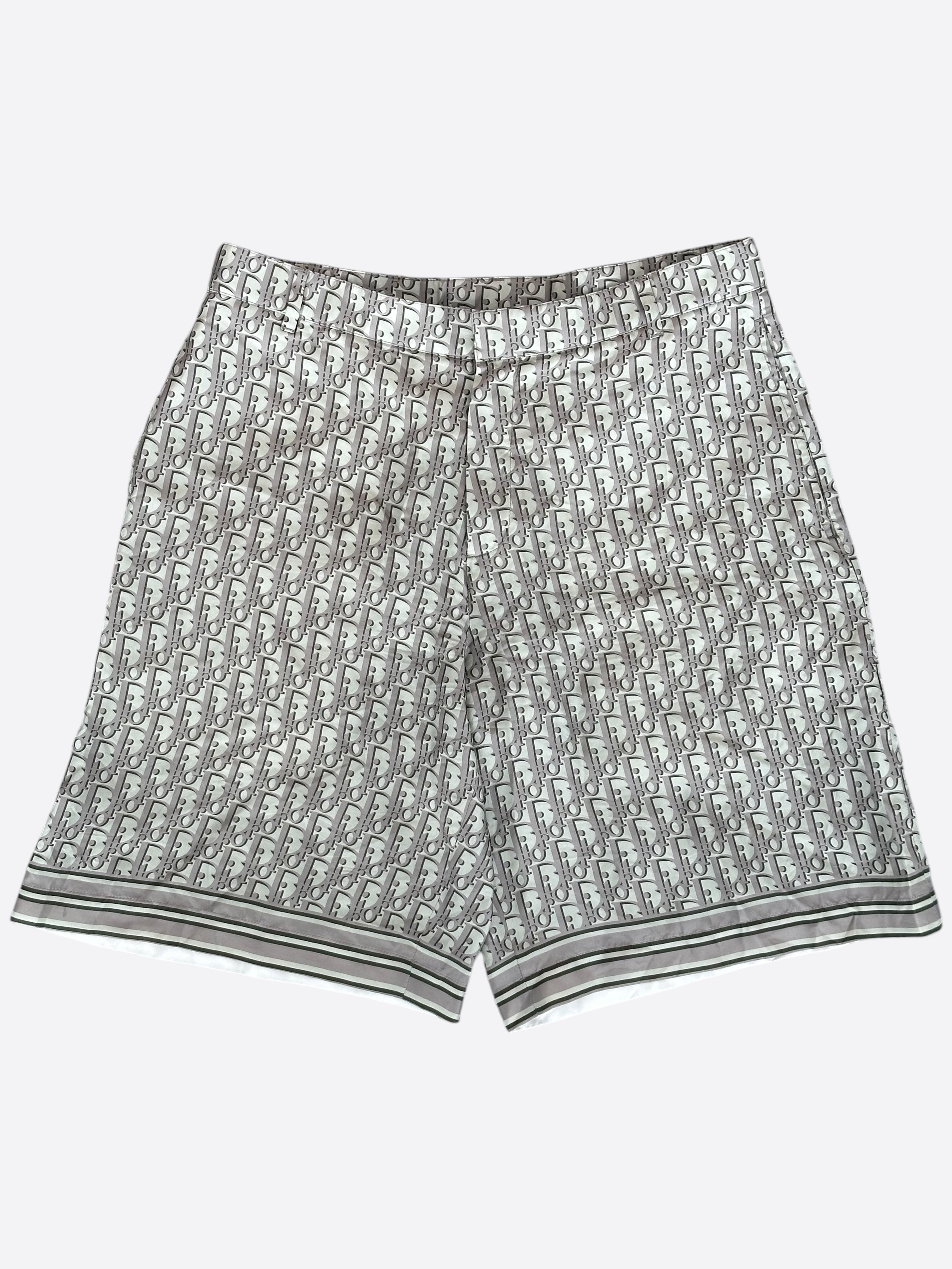 Dior Grey Oblique Silk Shorts for Women - Luxury High Waist Summer Fashion Shorts | Perfect for Beach, Vacation, and Casual Outings