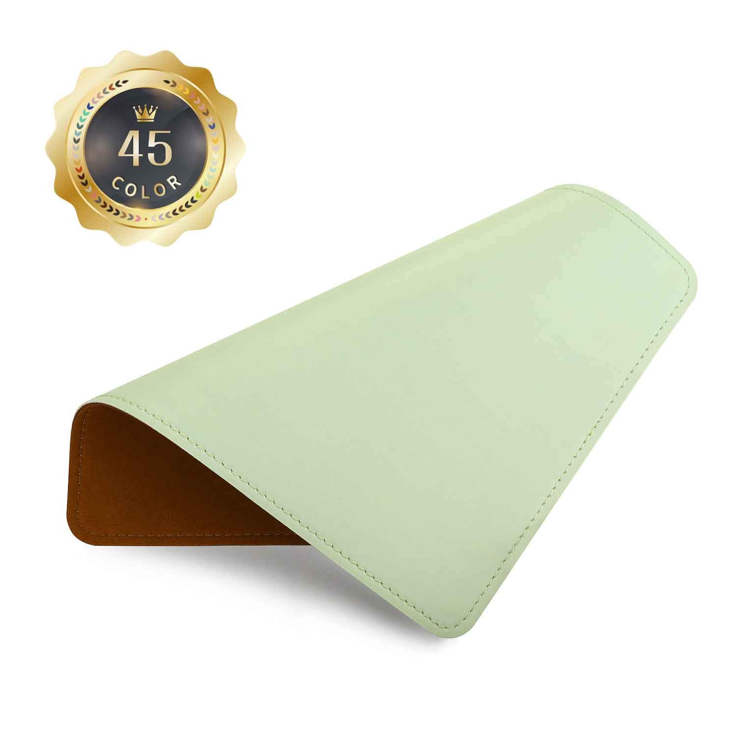 Premium PU Leather Mouse Pad with Stitched Edge - Non-Slip Microfiber Base, Waterproof Desk Mat for Computer & Laptop (8x11 Inch, Fresh Green) - Perfect for Office, Gaming & Home Workspace