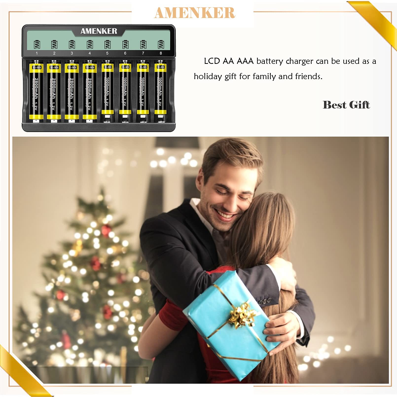 8 Bay AA AAA Battery Charger - Fast USB Charging for Ni-MH Rechargeable Batteries 1.2V with Independent Slots & USB Cable | Perfect for Cameras, Toys, Flashlights & Home Electronics (Battery Not Included)