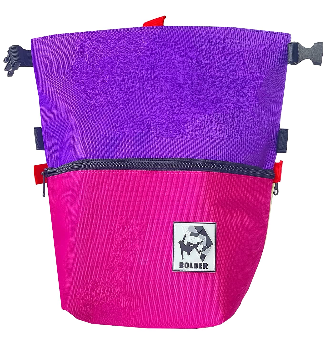 SESH Large Chalk Bucket for Climbing & Bouldering - Magnetic Closure, 4 Brush Holders & 2 Mesh Side Pockets - Durable Chalk Bag for Rock Climbing, Gym Training & Outdoor Sports