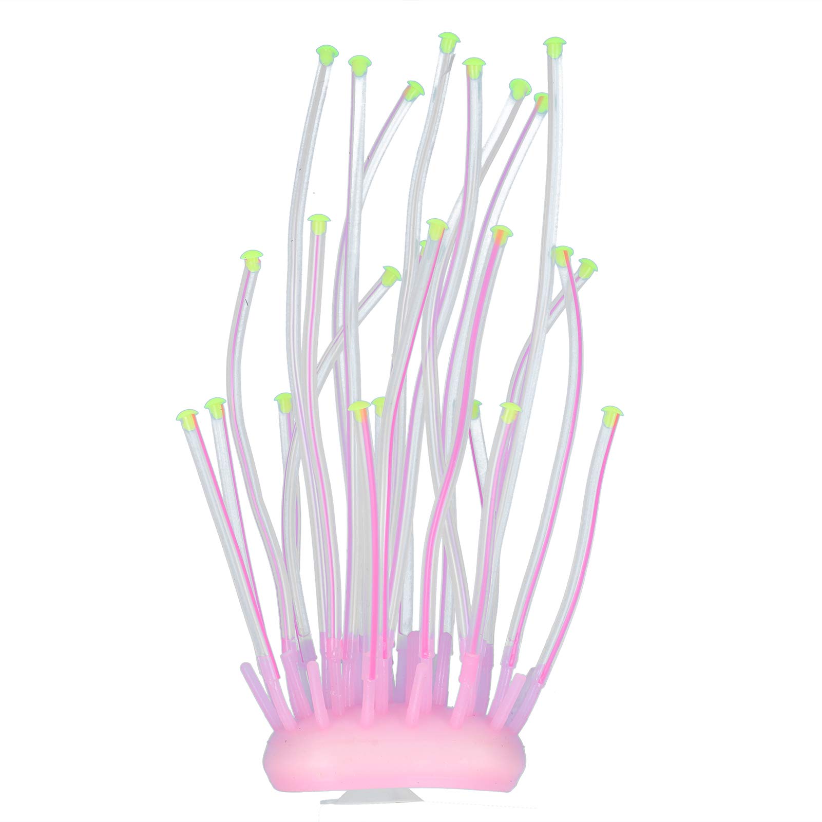 Glowing Artificial Coral for Aquarium - Fluorescent Pink Silicone Decor with Suction Cups - Perfect for Fish Tank Decoration (20x8cm)