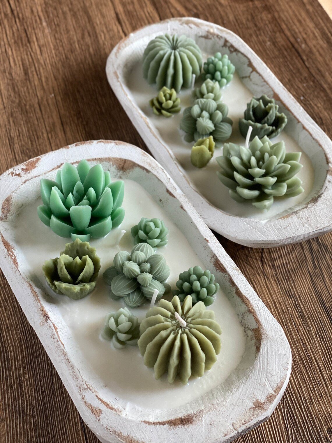 Arizona Dream Scented Cactus Garden Candle in Wooden Bowl - Handmade Soy Wax Candle with Desert Aroma for Home Decor, Relaxation & Gift Giving - Perfect for Living Room, Bedroom & Spa Ambiance