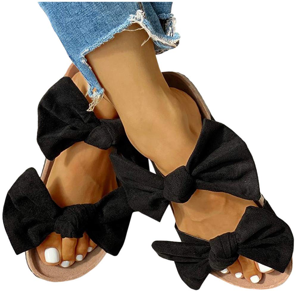 Women's Platform Sandals with Bow Detail - Summer Beach Flip Flops for Travel & Fashion | Comfortable Flatform Sandals for Casual Outings, Vacations and Beach Wear