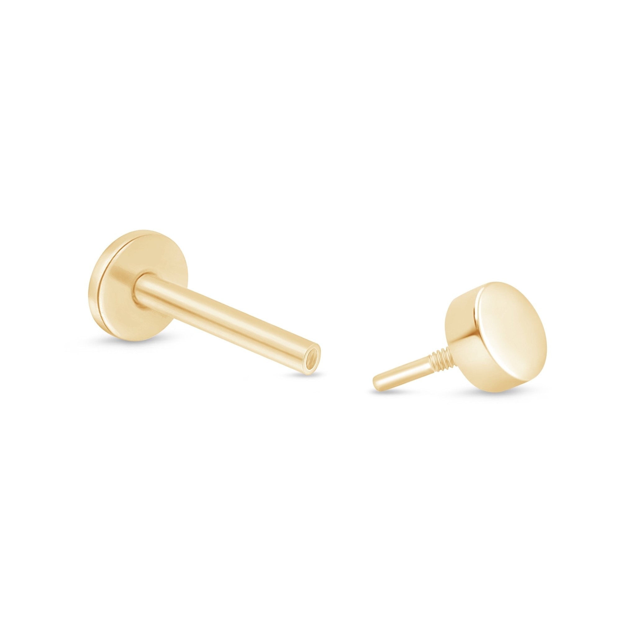 14K Solid Yellow Gold Flat Back Stud Earrings - Hypoallergenic, Durable & Stylish for Everyday Wear, Parties & Special Occasions