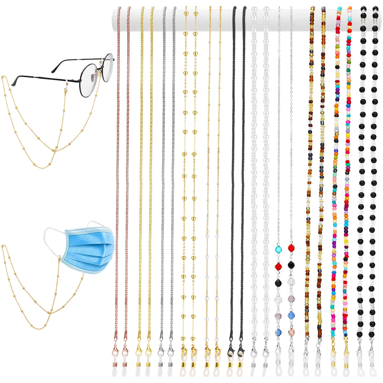 NEWITIN 11-Piece Eyeglass Chains for Women & Men - Stylish Sunglass Strap Holders, Glasses Necklace Lanyard for Reading & Fashion (Perfect for Work, Travel, and Outdoor Activities)