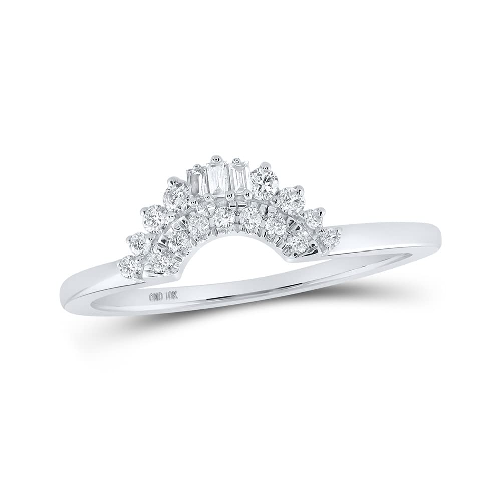10K White Gold Women's Baguette Diamond Enhancer Wedding Band - 1/6 Cttw, Elegant Stackable Ring for Bridal Jewelry & Anniversary Gifts