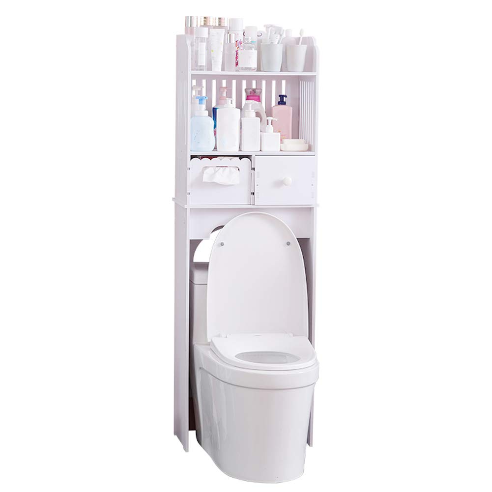 ZCYYL 3-Tier Over The Toilet Storage Cabinet - Space Saving Bathroom Organizer with Door & Open Shelves for Toilet Paper, Towels & Cosmetics | Perfect for Small Bathrooms, Apartments & Dorm Rooms