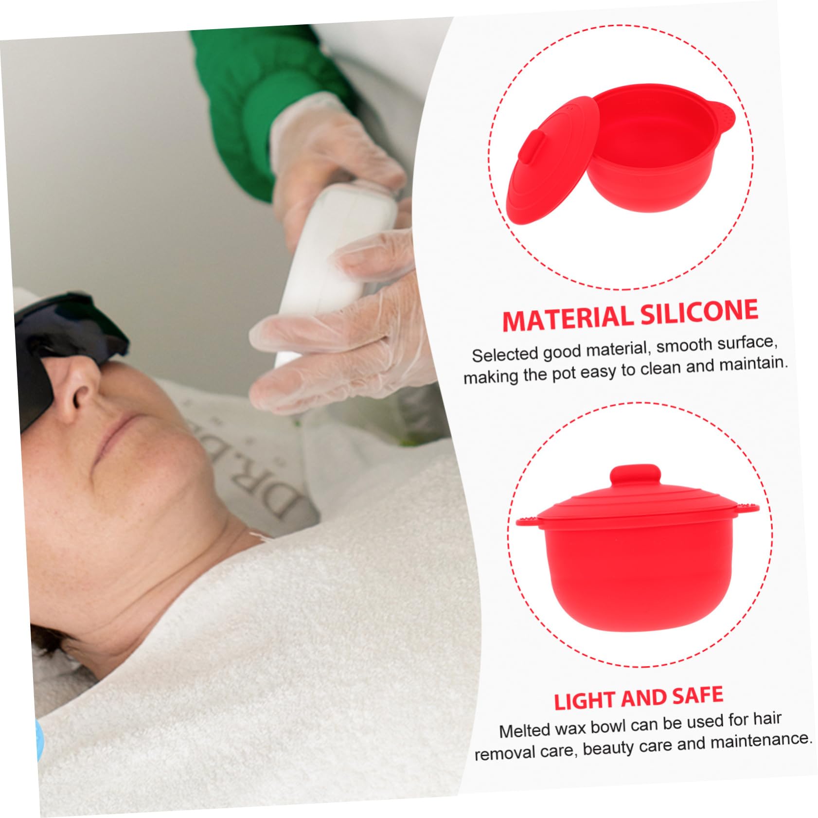 Silicone Wax Melter Bowl - Portable Makeup & Liquid Containers for Travel - Wax Melting Tool with Heater for DIY, Spa, and Home Use - Red