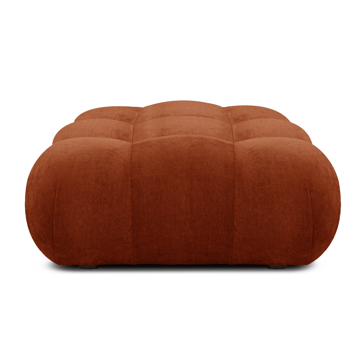 Bowie Textured Velvet Ottoman Stool - Soft Round Footrest Pouf for Living Room, Bedroom & Nursery - Plush Velvet Upholstered Accent Seat with Sturdy Wooden Legs