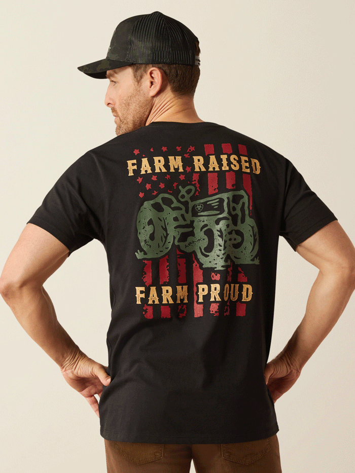 Ariat Men's Farm Raised T-Shirt - Comfortable Cotton Tee for Casual Wear & Outdoor Activities - Black (Style 10053999) - Perfect for Ranch Work, Farming & Everyday Use