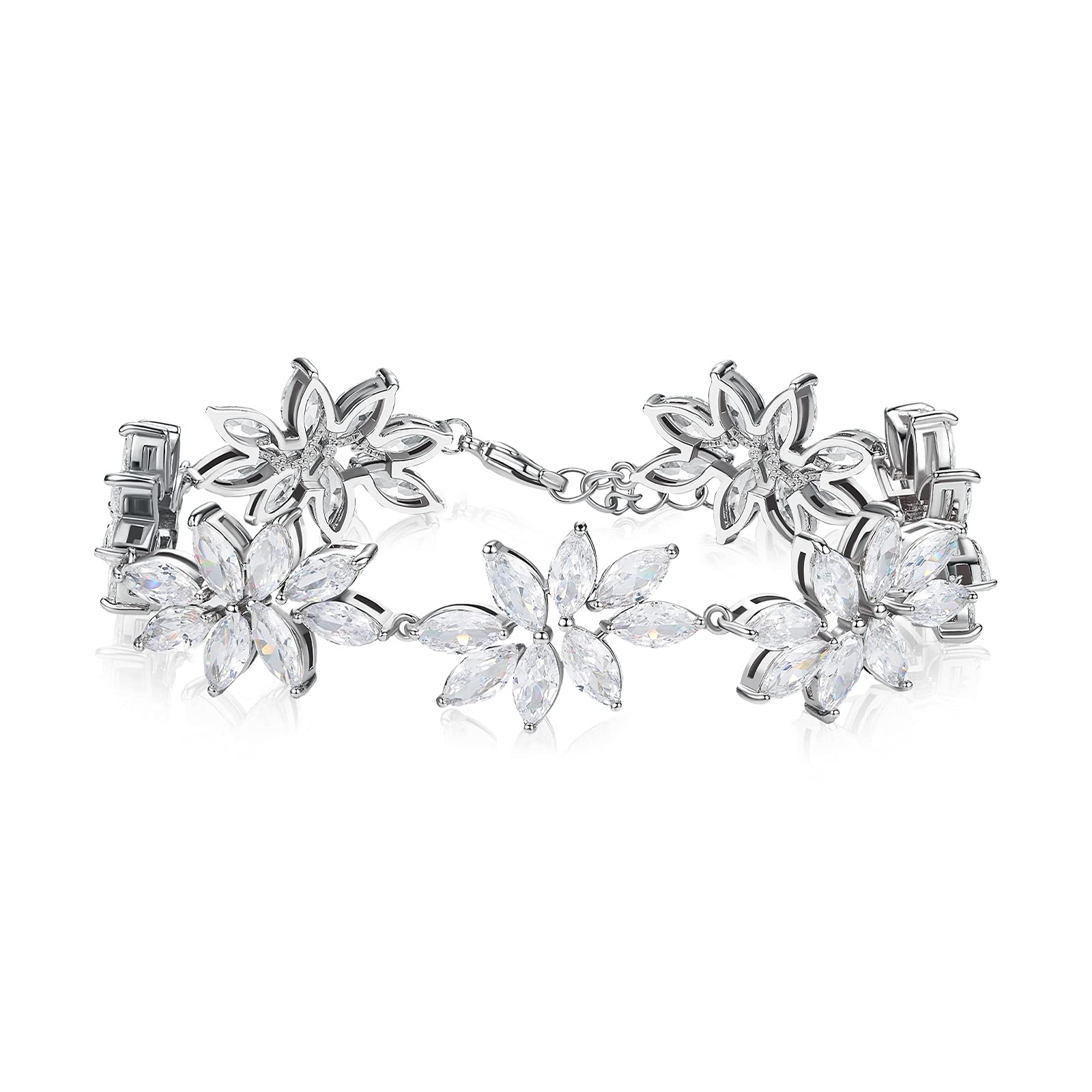 SWEETV Crystal Cubic Zirconia Wedding Bracelet - Elegant Bridal Jewelry for Wedding, Prom, Anniversary | Perfect Bridesmaid Gift & Special Occasion Accessory