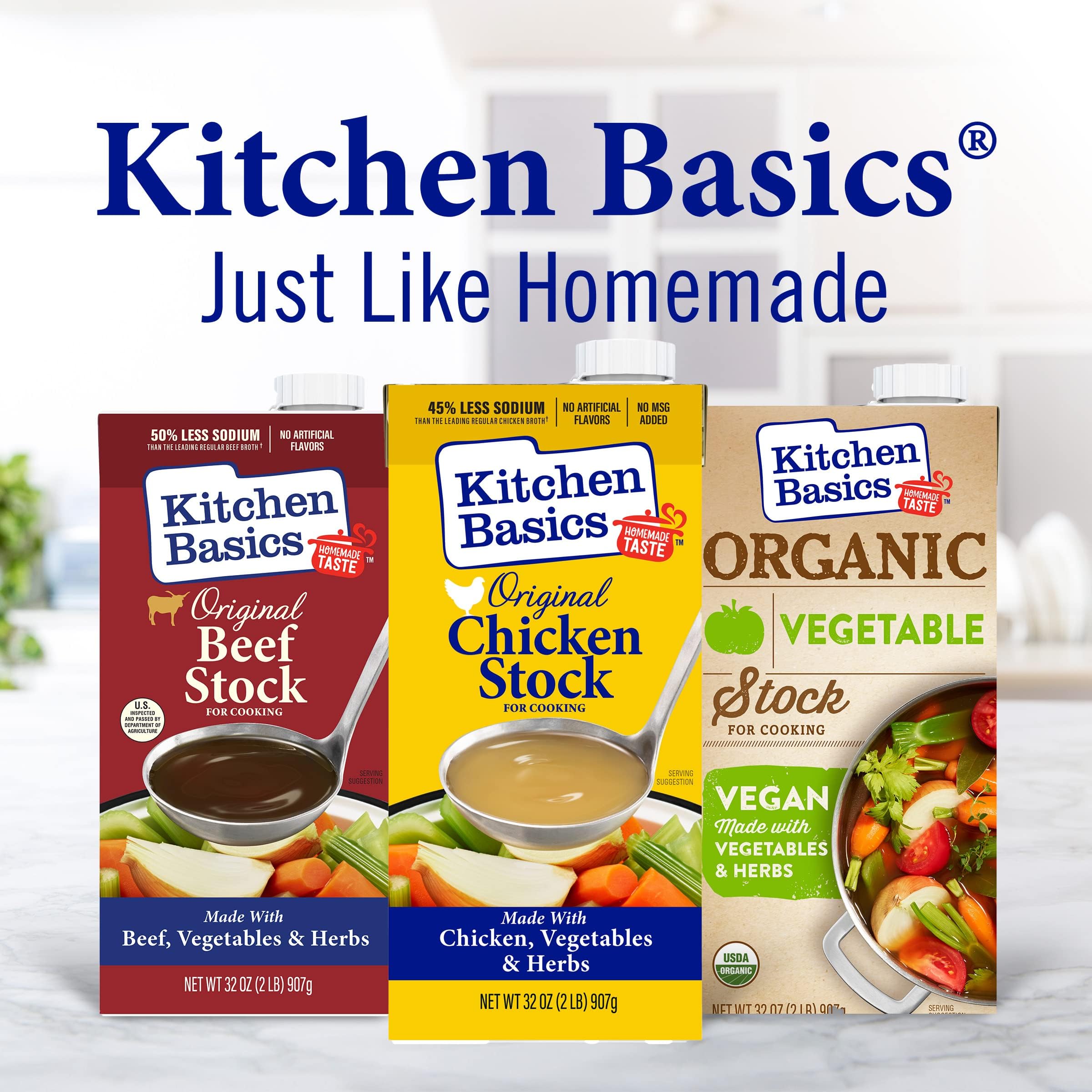 Organic Vegetable Stock by Kitchen Basics - 32 oz Carton for Soups, Stews & Vegan Cooking | Gluten-Free & Non-GMO