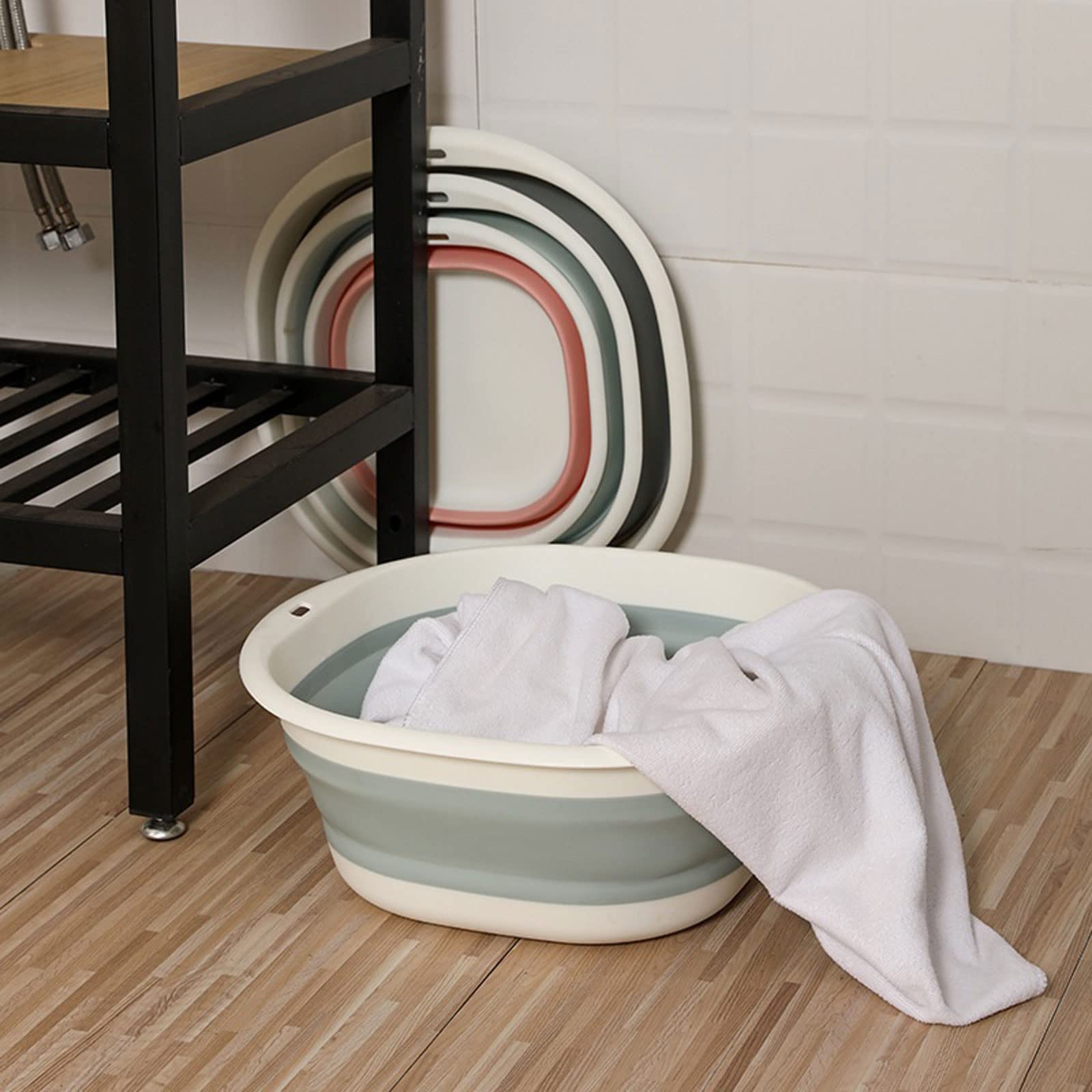 Foldable Collapsible Wash Basin - Non-Slip Travel Bucket for Camping, Laundry & Household Use | Portable Sink Tub (Pink, Large Size) | Perfect for Outdoor Adventures, RV Trips & Small Space Living