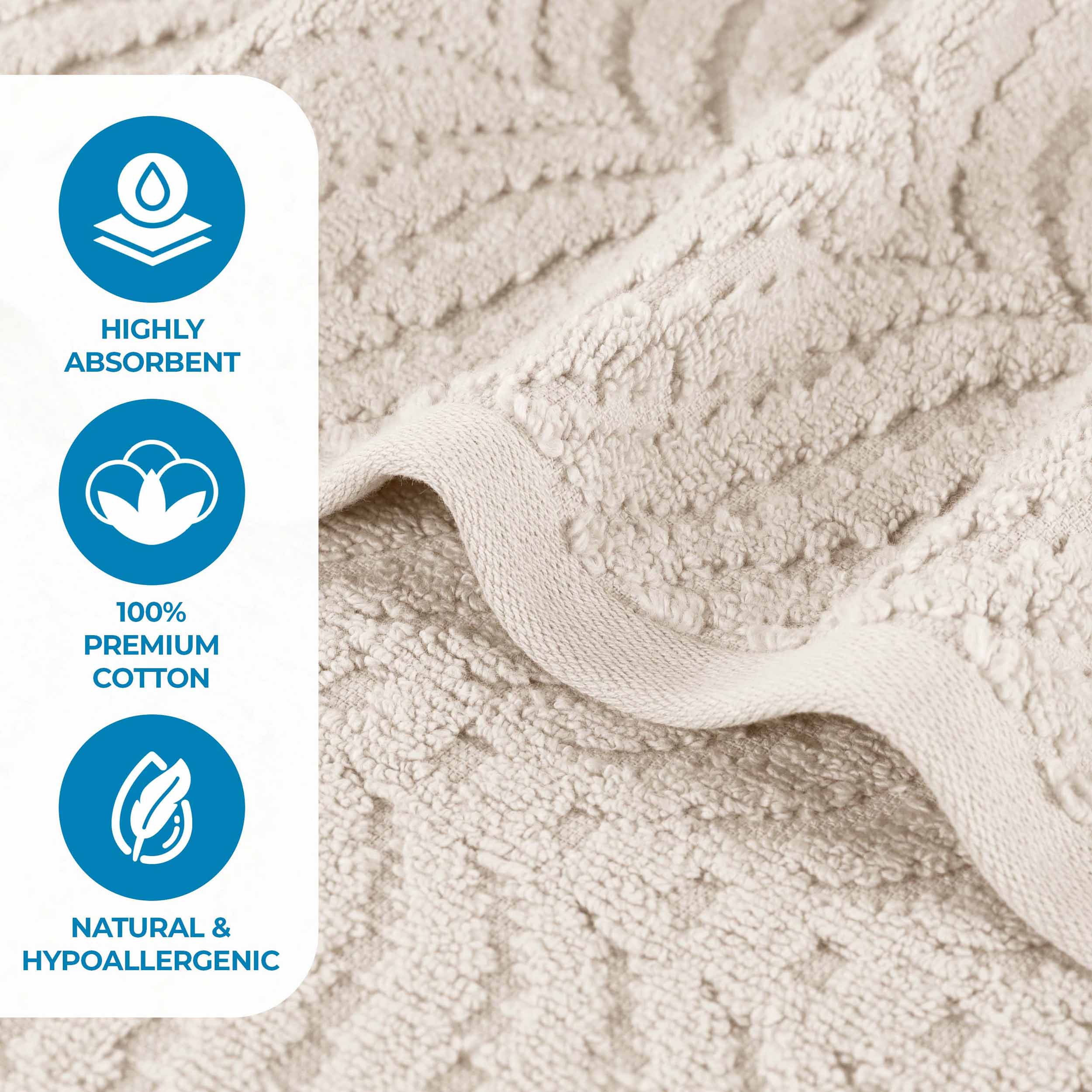 Premium Zero Twist Cotton Jacquard Chevron Face Towels - Set of 12 | Ultra Soft Bath & Hand Towels for Spa, Guest Bathroom & Luxury Home Decor