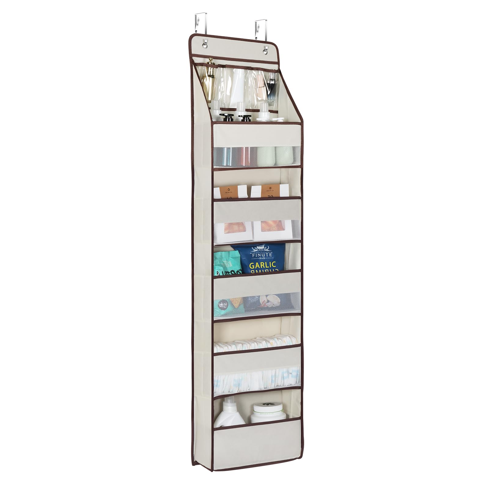 Univivi 5 Large + 3 Small PVC Pockets Hanging Door Organizer - Baby Clothes Storage, Nursery Closet Organizer, Cosmetic & Sundries Holder - Perfect for Nursery, Bathroom, Bedroom & Closet Organization