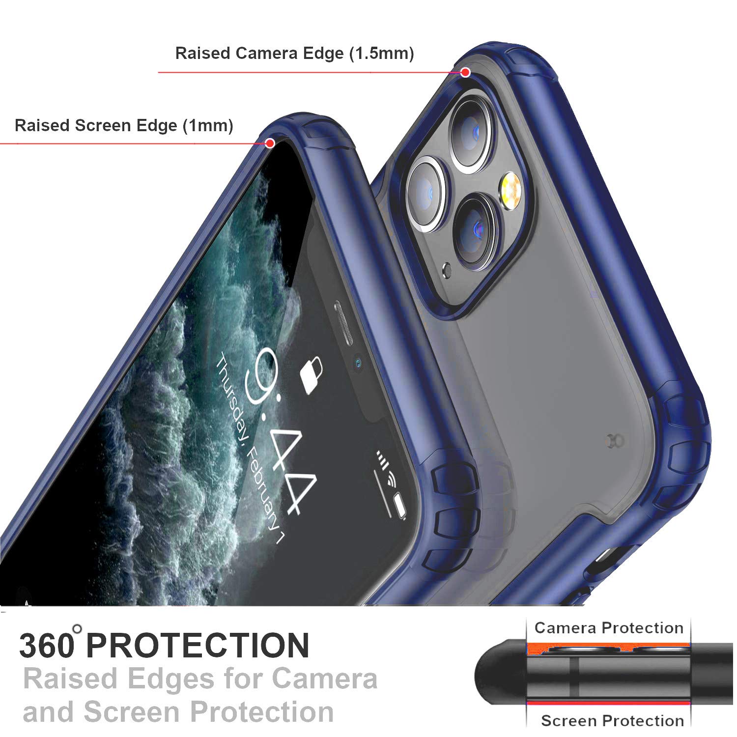 Shockproof iPhone 11 Pro Max Case - Matte Translucent Slim Hybrid Cover with Wireless Charging | Shatterproof Protection | Perfect for Outdoor Activities, Travel & Daily Use