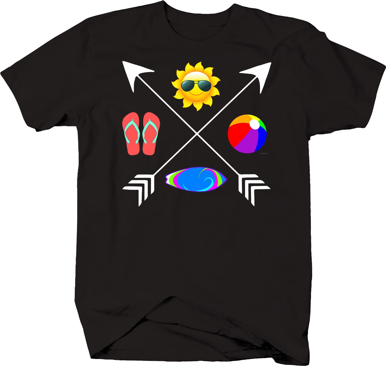 Men's Black Summer Beach Compass T-Shirt - Casual Short Sleeve Graphic Tee for Outdoor Adventures, Travel & Vacation