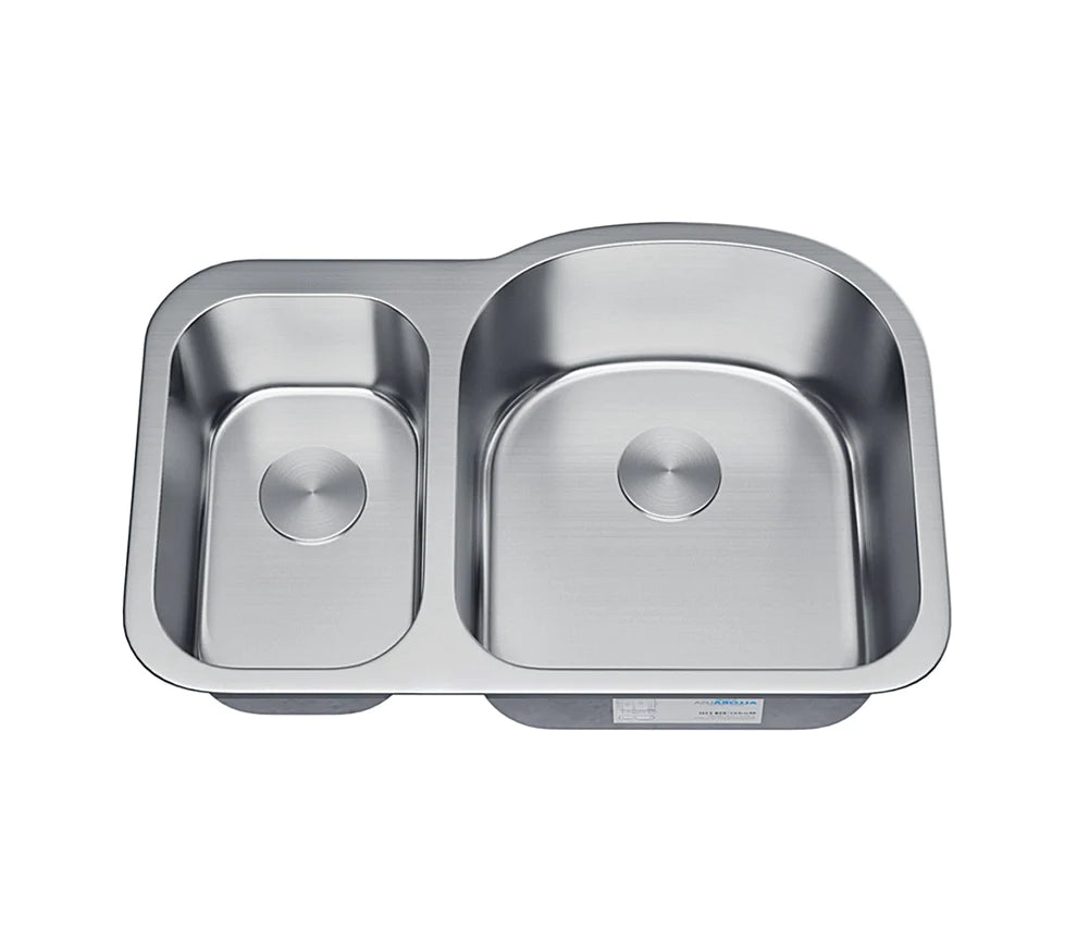 Allora USA KSN 3121R 31x21x9/7 Inch Undermount Double Bowl Stainless Steel Kitchen Sink - Perfect for Modern Kitchens & Busy Home Chefs