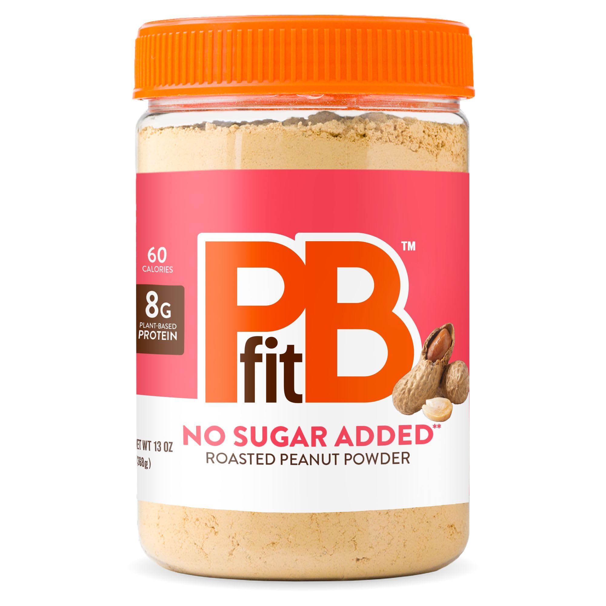 PBfit No Sugar Added Peanut Butter Powder - 100% Real Roasted Peanuts, 8g Protein per Serving, Keto & Vegan Friendly, Sweetened with Erythritol & Monk Fruit, 13oz (Pack of 1) - Perfect for Smoothies, Baking & Healthy Snacks