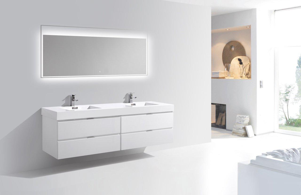 KubeBath Bliss 80 Inch Wall Mount Modern Double Sink Bathroom Vanity with Soft Close Doors - Perfect for Contemporary Home Bathroom Renovation and Spa-Like Retreats