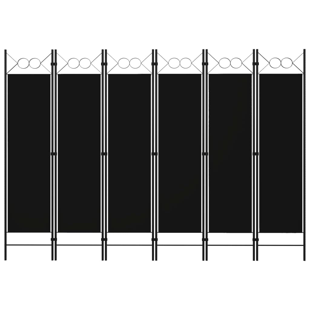 6-Panel Black Room Divider Screen - 94.5