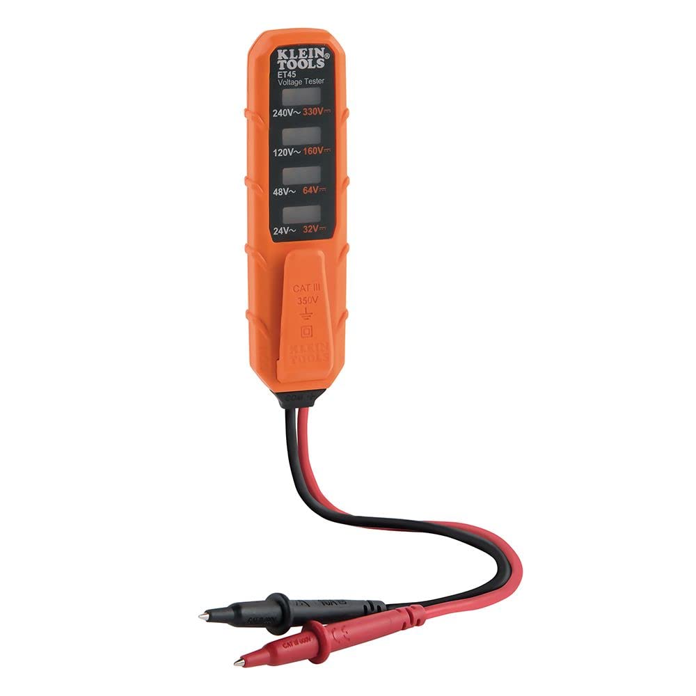 Klein Tools ET45 Voltage Tester - AC/DC Voltage Detector Pen, Non-Contact Electrical Tester with LED Light, Battery-Free for Home, Electrician & DIY Projects