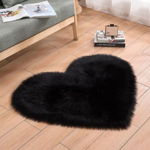 Luxury Faux Fur Sheepskin Heart Shaped Area Rug 12