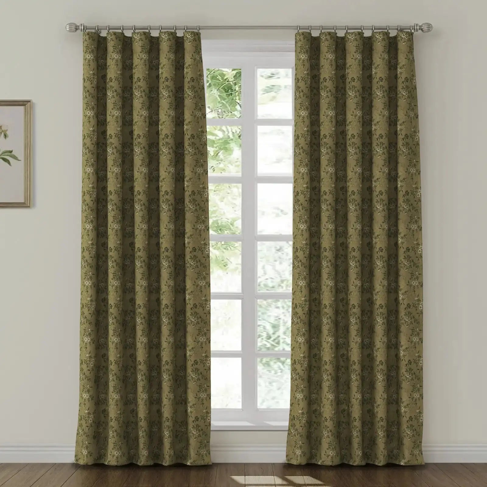 Sara Le Print Linen Drapery Soft Top - Lightweight Linen Curtains for Living Room & Bedroom - Elegant Window Treatment for Home Decor