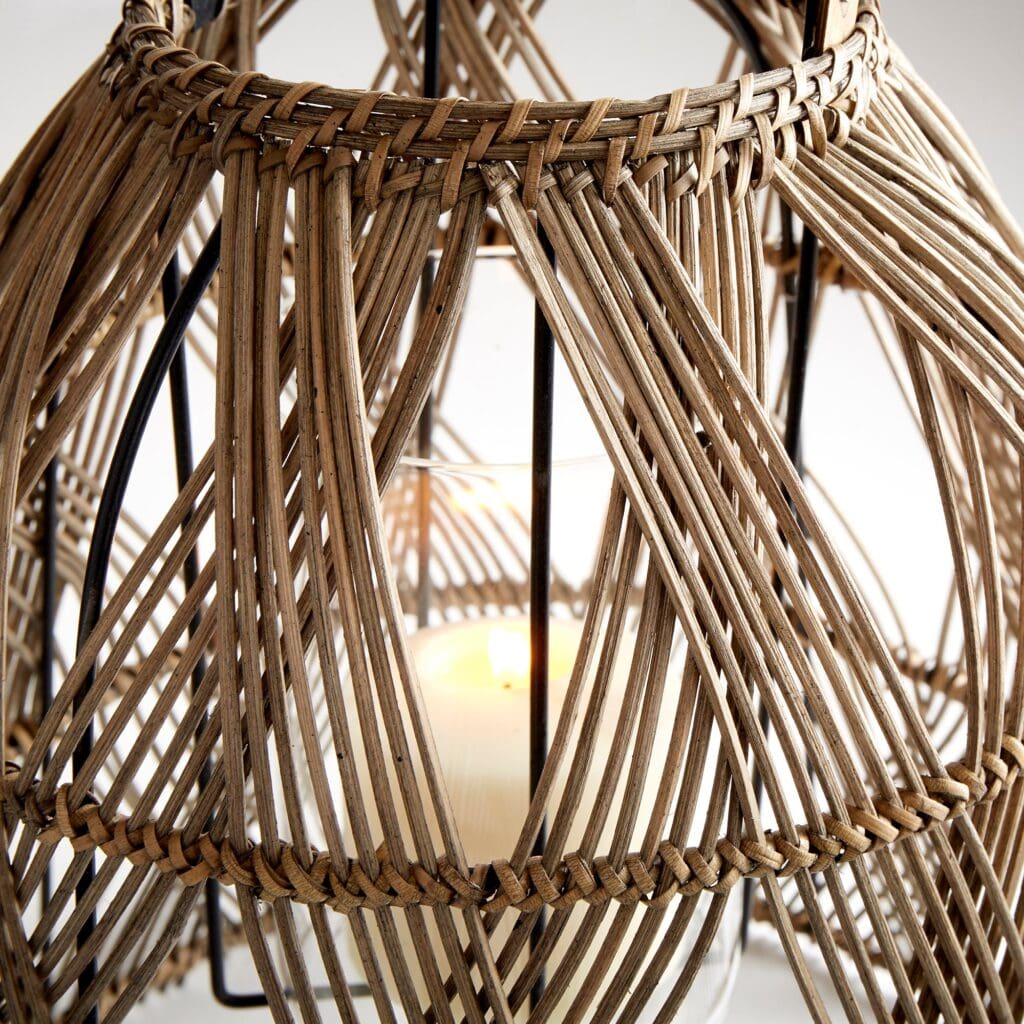 Cyan Design 10268 Clydesdale Large Rattan Candleholder - Handmade Boho Home Decor for Living Room, Bedroom, or Wedding Centerpiece