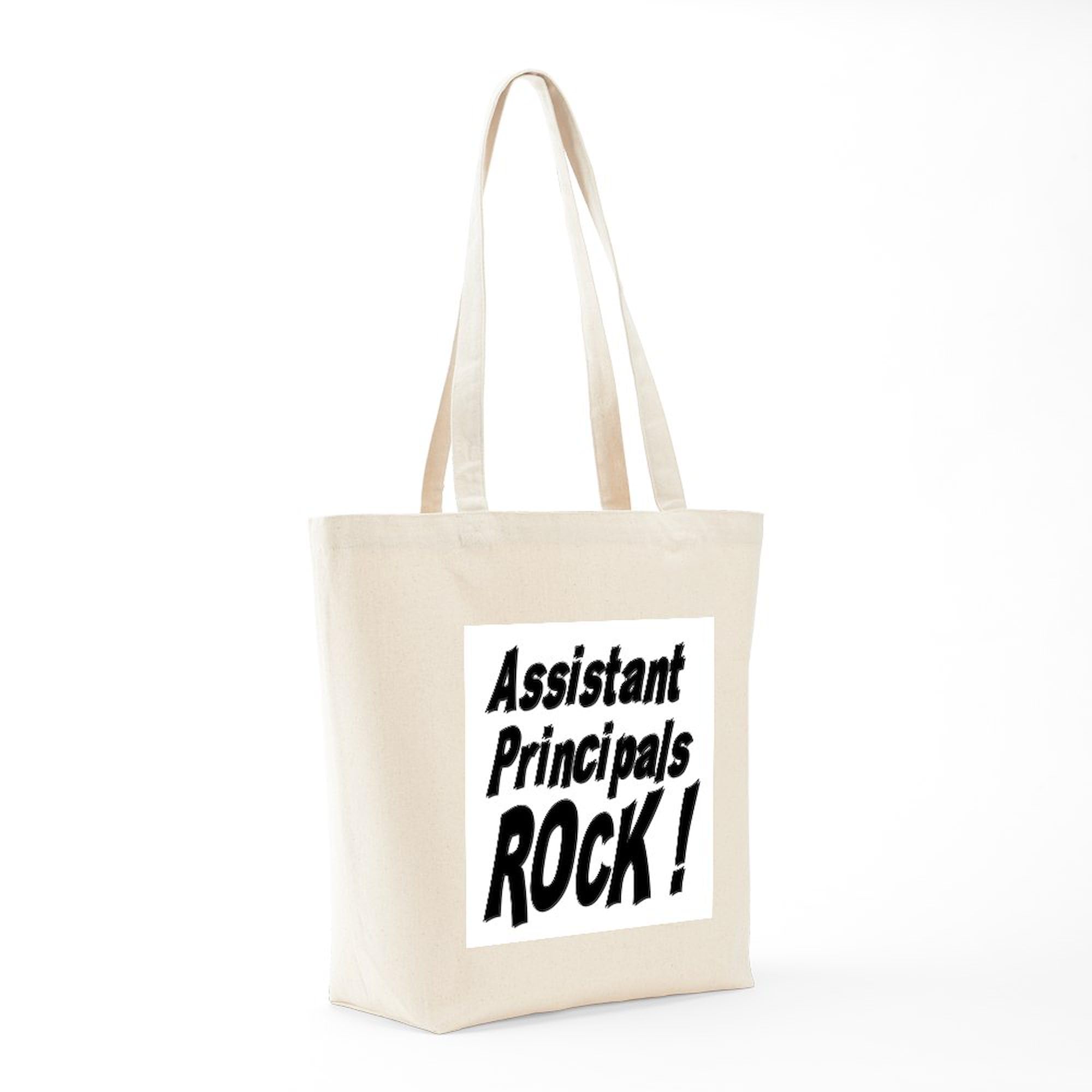 Assistant Principals Rock! Natural Canvas Tote Bag - Reusable Eco-Friendly Shopping Bag for Teachers, School Staff & Educators (Great for Work, Groceries & Everyday Use)