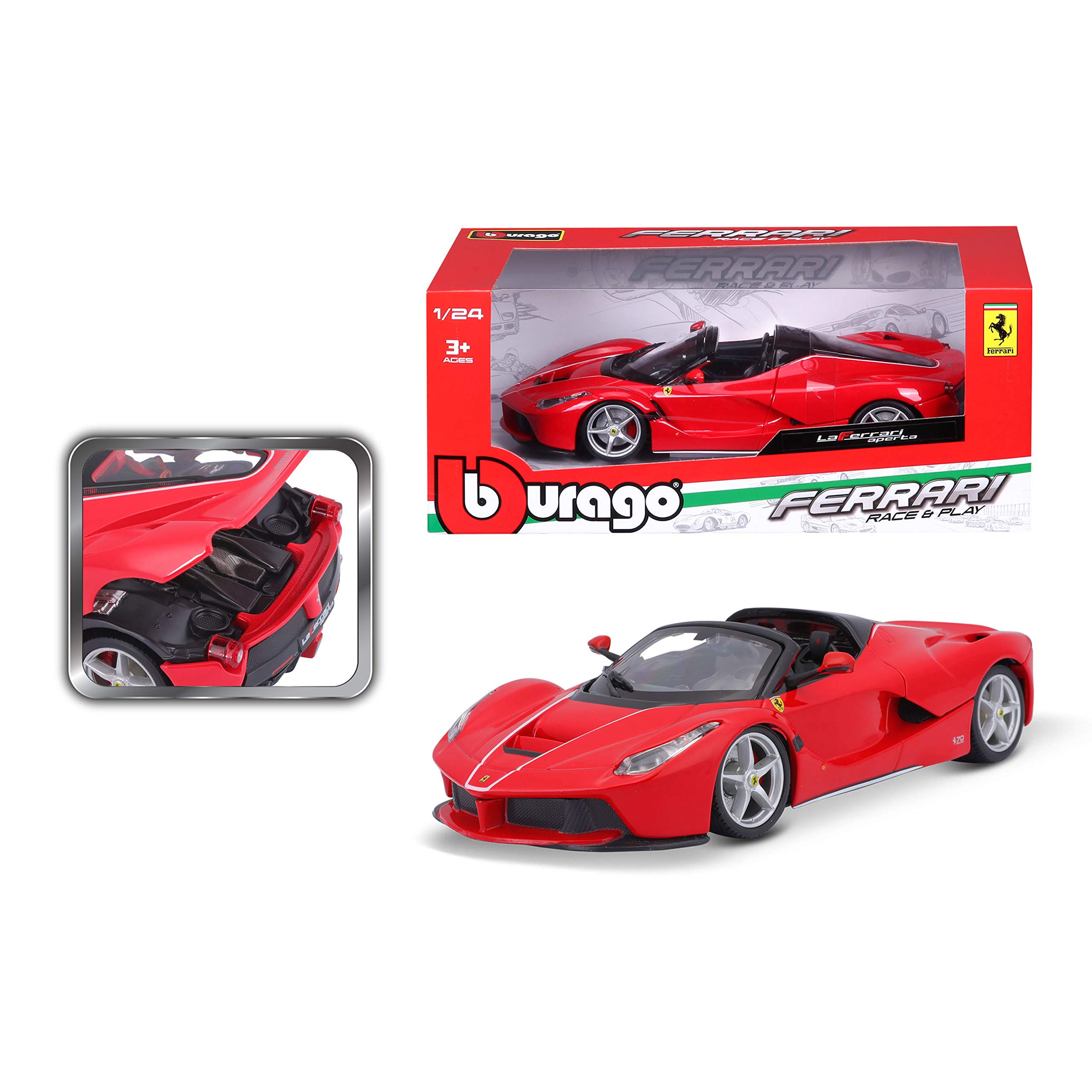Bburago 1:24 Scale Ferrari LaFerrari Aperta Die Cast Model Car - Collectible Racing Toy for Display & Play - Perfect for Car Enthusiasts & Gift Giving