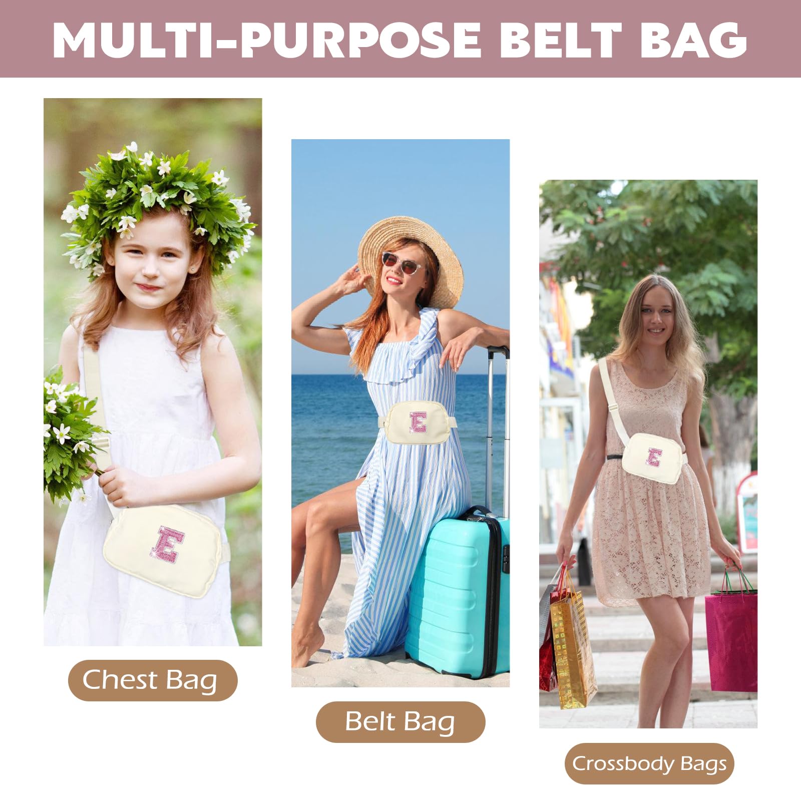Personalized Initial Belt Bag for Women & Girls - Custom Monogram Fanny Pack with Adjustable Strap, Fashion Crossbody Waist Bag - Perfect for Travel, Gym, Running, Concerts & Everyday Use