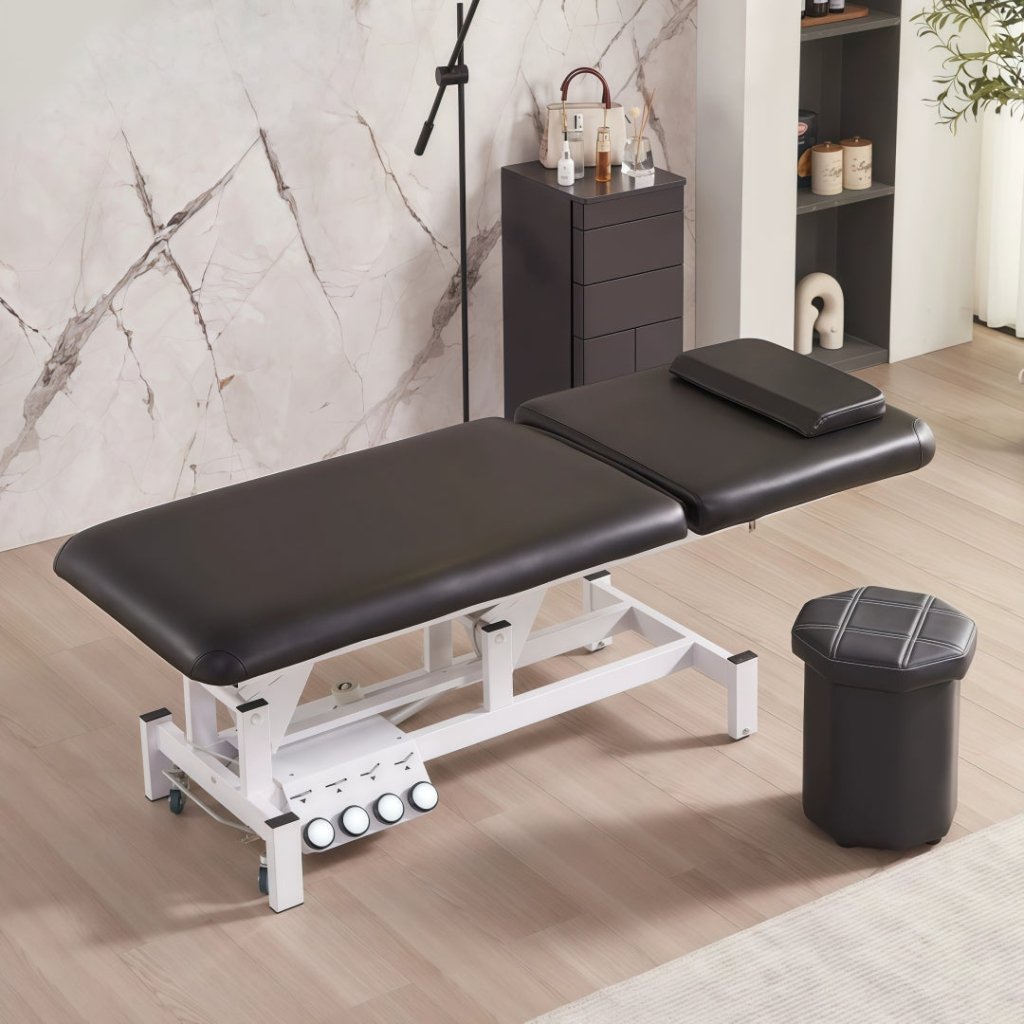 Greenlife Thomas I 2 Motor Electric Massage Table with 4 Wheels - Adjustable Height Professional Massage Bed with Foot Pedal & Paper Roll Holder - Perfect for Spa, Chiropractic & Physical Therapy Clinics