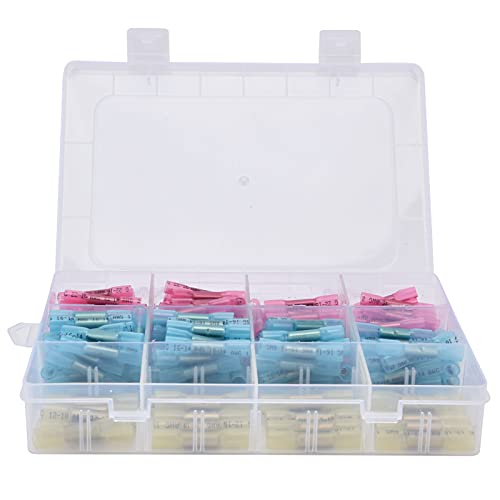 FTVOGUE 200pcs Heat Shrink Butt Connectors Kit - Insulated Waterproof Electrical Wire Crimp Terminals for Automotive, Marine & Home Wiring - Includes Heat Shrink Tubes for Secure Splice Connections - Perfect for DIY Electrical Repairs and Professional Installations