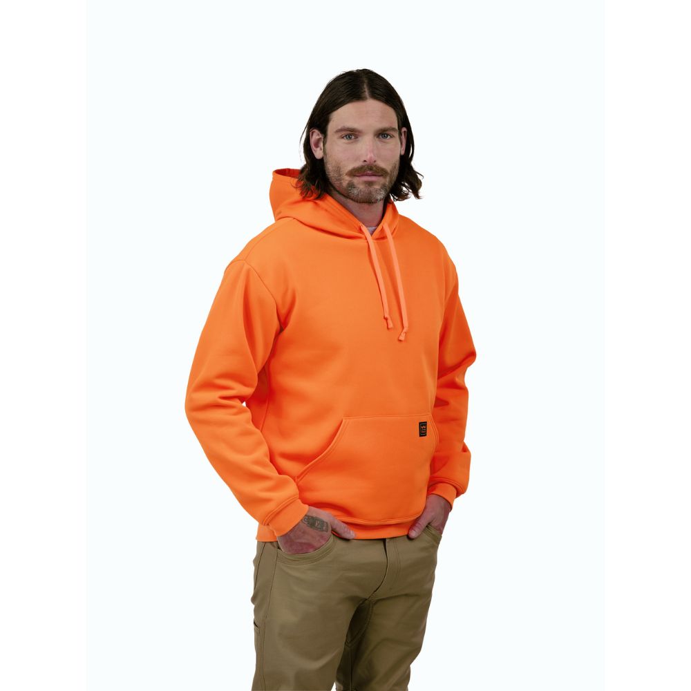 Walls Men's High Visibility Safety Work Hoodie - Reflective Orange Pullover for Construction, Roadwork & Outdoor Jobs