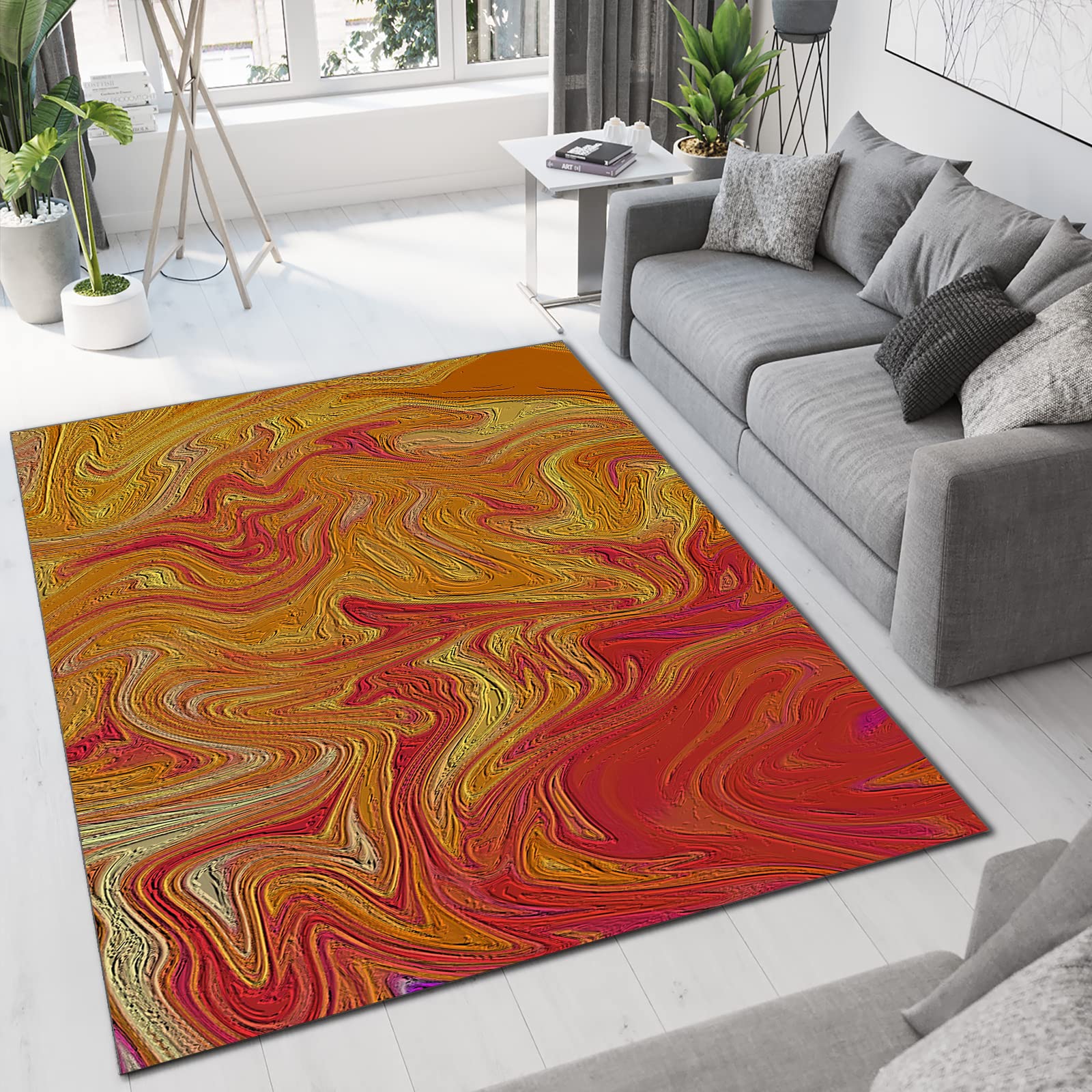 Abstract Personality Area Rugs - Creative Design Machine Washable Eco-Friendly Soft Living Room Rug 5x6ft - Perfect for Bedroom, Study, Playroom & Home Decor