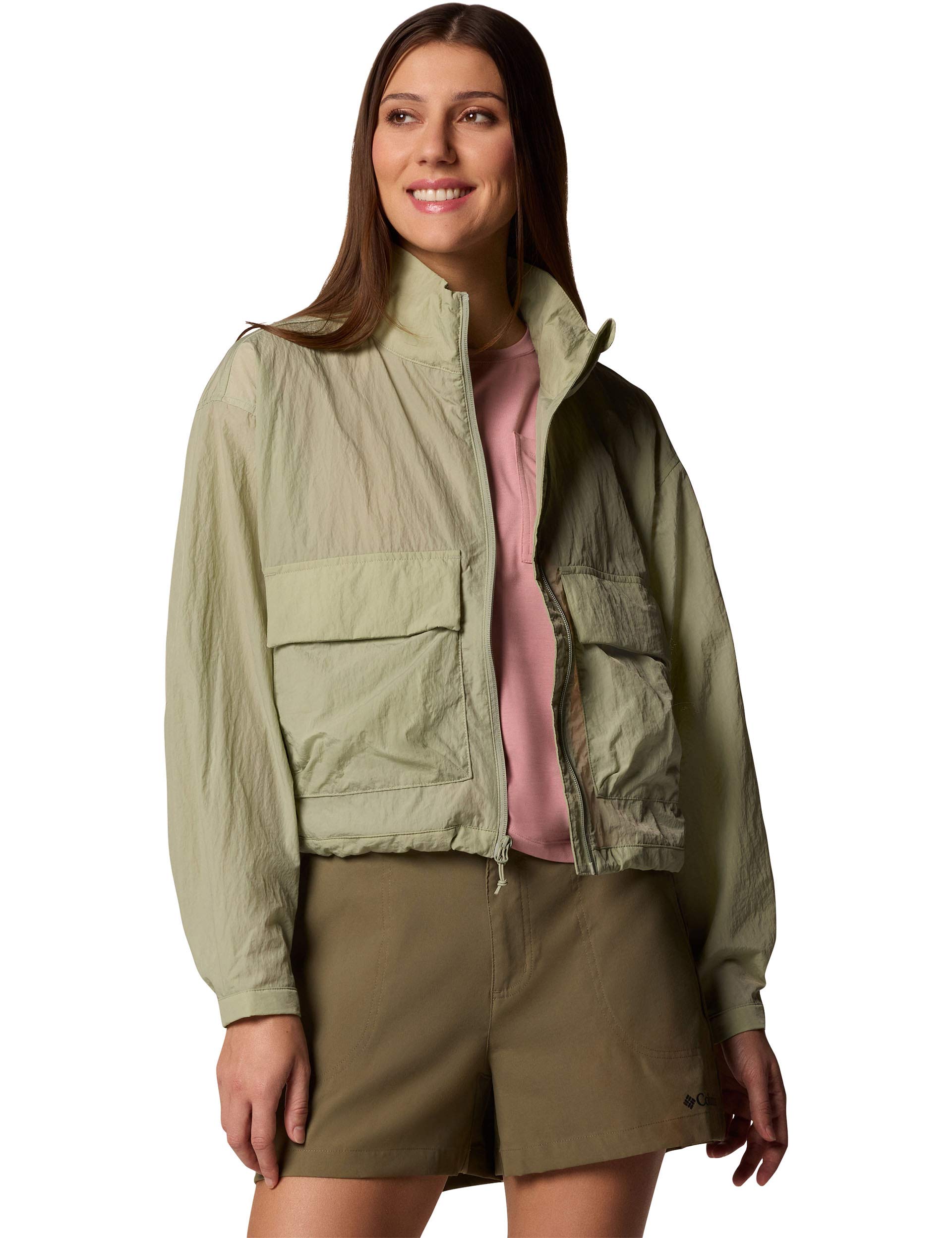 Stylish Paracutie Cropped Cargo Windbreaker Jacket for Women - Lightweight Safari Outdoor Hiking & Travel Coat